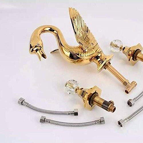 Moda Swan Cuarto de baño Grifo de lavabo Montado en la bañera Mezcladores Mezclador de laboratorio de oro Grifo de fregadero de tres agujeros caliente y frío generalizado