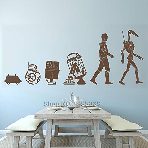 Modeganqingg Evolution Droide Set Art Vinilo Etiqueta de la Pared Restaurante Decoración de la Pared Mural Habitación Creativa para niños DIY Etiqueta de la Pared Desmontable Marrón M 106cm x 42cm