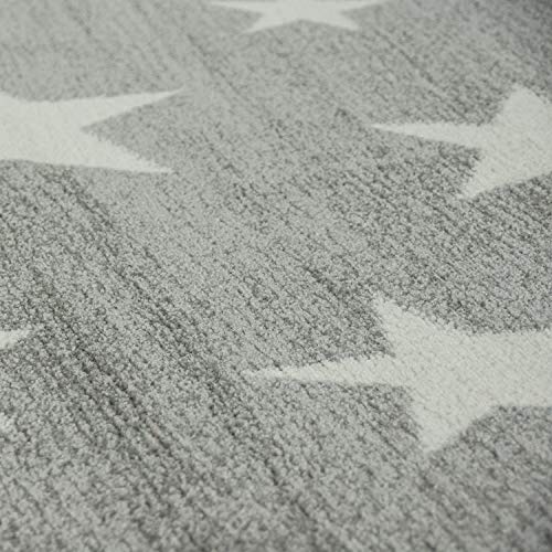 Moderna Alfombra Pelo Corto Estrellas Habitación Infantil Estampado Gris Blanco, tamaño:120x170 cm