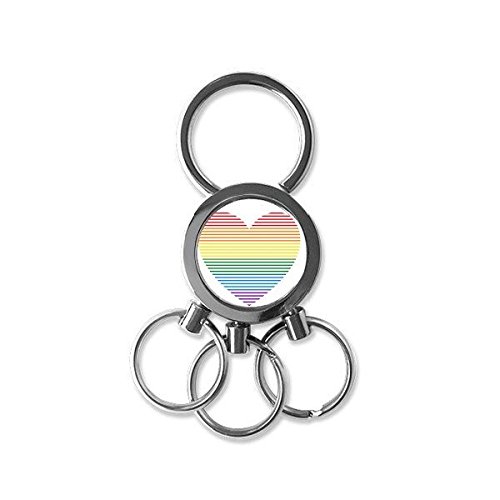 Mofeta Rainbow Gay lésbico LGBT transgénero bisexuals apoyo con forro corazón ilustración Metal clave cadena anillo caja con forma de coche Llavero creativo Llavero novedad tema mejor encanto regalo
