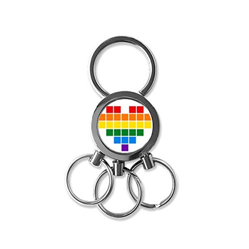 Mofeta Rainbow Gay lésbico LGBT transgénero bisexuals apoyo pequeño Box Corazón ilustración Metal clave cadena anillo caja con forma de coche Llavero creativo Llavero novedad tema mejor encanto regalo