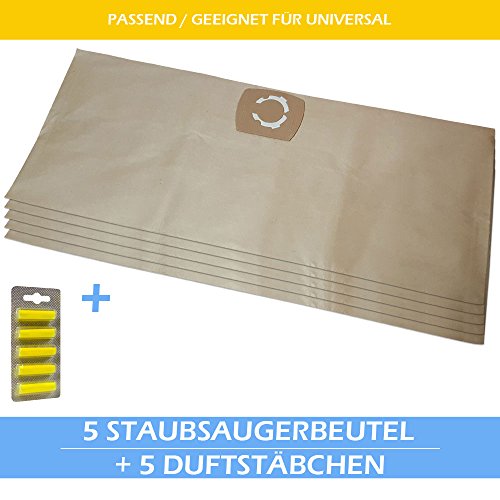MohMus Set 5 Bolsas de aspiradora + 5 Ambientadores para ROWI 1400/30/2 = 30 L, Saphir IVC 1425 WD A