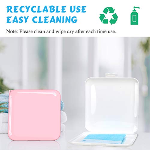 MoKo [4 PZS] Caja de Almacenamiento, Cajas para Cubierta de Cara Bolsa Portátil de Almacenamiento Resistente al Polvo, Organizador Reutilizable Fácil de Llevar - Rosa + Azul + Blanco + Verde