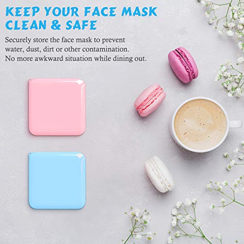 MoKo [4 PZS] Caja de Almacenamiento, Cajas para Cubierta de Cara Bolsa Portátil de Almacenamiento Resistente al Polvo, Organizador Reutilizable Fácil de Llevar - Rosa + Azul + Blanco + Verde