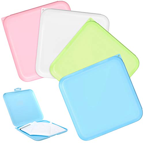 MoKo [4 PZS] Caja de Almacenamiento, Cajas para Cubierta de Cara Bolsa Portátil de Almacenamiento Resistente al Polvo, Organizador Reutilizable Fácil de Llevar - Rosa + Azul + Blanco + Verde