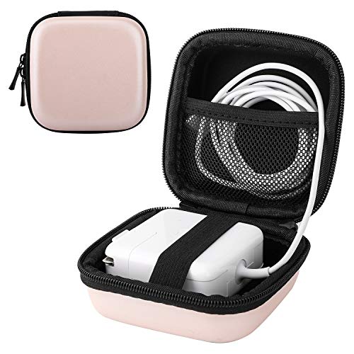 MoKo Estuche Compatible con Adaptador MacBook, Portable Carcasa Rígida EVA Protectora de Transporte para MacBook Cargador/Surface 3 Carga de Energía, Ratón, Auriculares y Disco Flash USB - Oro Rosa