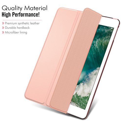 MoKo Funda para 2018/2017 iPad 9.7 6th/5th Generation - Ultra Slim Función de Soporte Protectora Plegable Smart Cover - Oro Rosa (Auto Sueño/Estela)