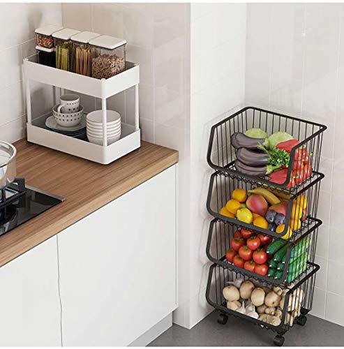 MOKY Nivel 4 Zapatero Negro del Organizador del almacenaje, Metal, Ahorro de Espacio de diseño, fácil de Montar, de múltiples Funciones de la Torre Estante, Robusta y Elegante