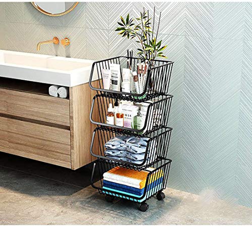 MOKY Nivel 4 Zapatero Negro del Organizador del almacenaje, Metal, Ahorro de Espacio de diseño, fácil de Montar, de múltiples Funciones de la Torre Estante, Robusta y Elegante