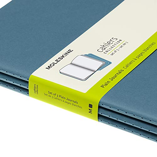 Moleskine Cahier Journal (juego de 3 cuadernos con páginas en blanco, cubierta de cartón y bordado de algodón, extra grande de 19 x 25 cm, 120 páginas), amarillo suave (CAHIERS)
