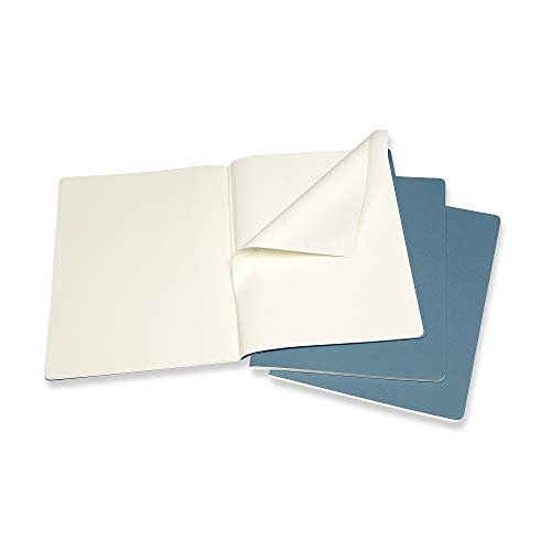 Moleskine Cahier Journal (juego de 3 cuadernos con páginas en blanco, cubierta de cartón y bordado de algodón, extra grande de 19 x 25 cm, 120 páginas), amarillo suave (CAHIERS)