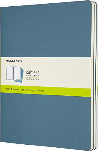 Moleskine Cahier Journal (juego de 3 cuadernos con páginas en blanco, cubierta de cartón y bordado de algodón, extra grande de 19 x 25 cm, 120 páginas), amarillo suave (CAHIERS)