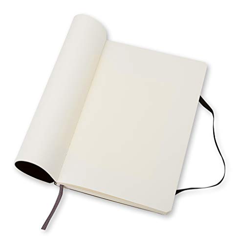 Moleskine - Cuaderno Clásico con Páginas Lisas, Tapa Blanda y Goma Elástica, Negro (Black), Tamaño Grande, 192 Páginas