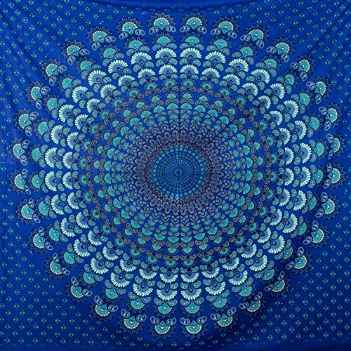MOMOMUS Tapiz de Mandala para Pared - Ideal como Pareo, Colcha, Mantel, Alfombra de Picnic, Manta/Toalla de Playa Grande - Duradero, Elegante, Versátil - 100% Algodón y Tintes Vegetales - 210x230cm
