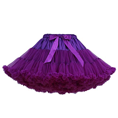 MOMOXI Faldas para Mujer,Falda Plisada tutú Adulto Mujer Falda Plisada Mini Mini Corto Elástica Plisada Básica Traje de la Danza de múltiples Capas de la Enagua de la Falda