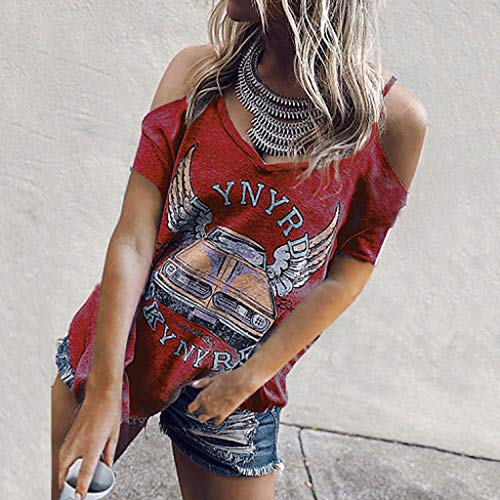 MOMOXI Tops para Mujer, Botón Suelto para Camisa de Manga Corta de algodón para Mujer Tops Casuales Blusa Blusa de Fiesta de Elegantes Camisa de Verano Corto Camiseta de Manga Corta con Estampado