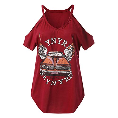 MOMOXI Tops para Mujer, Botón Suelto para Camisa de Manga Corta de algodón para Mujer Tops Casuales Blusa Blusa de Fiesta de Elegantes Camisa de Verano Corto Camiseta de Manga Corta con Estampado