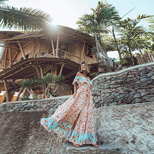 MOMOXI Vestido Largo sin Mangas con Cuello en v Impreso de la Mujer Vestido Largo con Dobladillo bajo Holgado de Kaftan Holgado Vestido De Encaje De Gran Tamaño Falda Mujers Fiesta Noche con Cuello