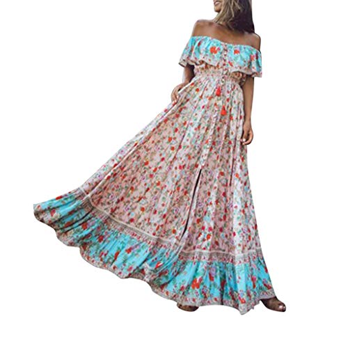 MOMOXI Vestido Largo sin Mangas con Cuello en v Impreso de la Mujer Vestido Largo con Dobladillo bajo Holgado de Kaftan Holgado Vestido De Encaje De Gran Tamaño Falda Mujers Fiesta Noche con Cuello