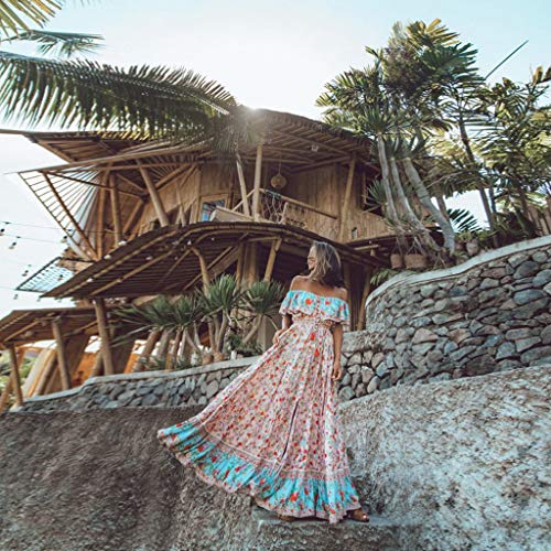 MOMOXI Vestido Largo sin Mangas con Cuello en v Impreso de la Mujer Vestido Largo con Dobladillo bajo Holgado de Kaftan Holgado Vestido De Encaje De Gran Tamaño Falda Mujers Fiesta Noche con Cuello