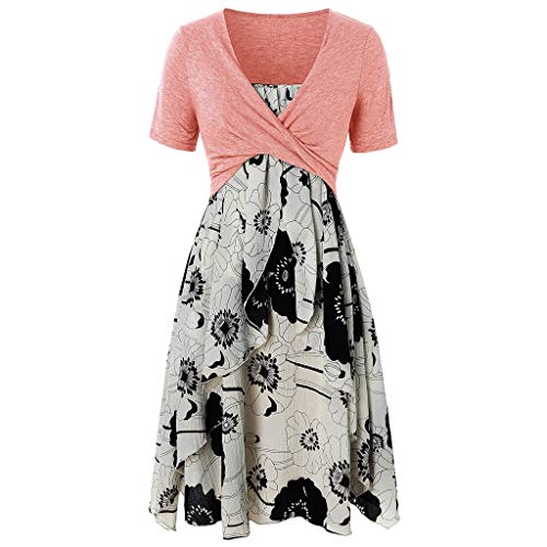 MOMOXI Vestido para Las Mujeres, Vestido de Fiesta de cóctel con Mangas de Bowknot Estampado Floral para Mujer Vestido de Fiesta Informal Vestidos Elegantes Largo De Elegante Vestidos Casual De