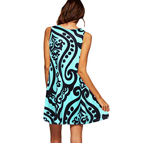 MOMOXI Vestidos para Mujer Vestido Suelto sin Mangas con Estampado 3D de Bohe Estampado Vintage Vintage Loose Summer Vestido de Fiesta Año Nuevo Noche Talla Extra Sin Mangas Elegante