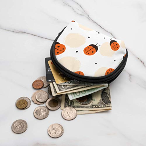 Monedero con Cremallera Negro Red Dot Ladybug Girl Monedero Monedero Lindo para niñas con Cremallera Mini Bolsas de Maquillaje cosmético para Mujeres Niñas Regalos y Decoraciones de Fiesta