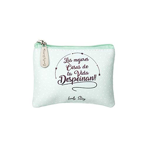 Monedero DE Bolsillo Forro Interior DISEÑO AMBAS Caras con EL Mensaje: QUIERETE Bonito