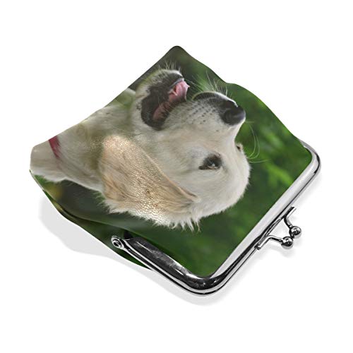 Monedero de piel con cierre de hebilla para mujer, diseño de perro Golden Retriever