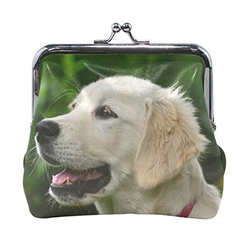 Monedero de piel con cierre de hebilla para mujer, diseño de perro Golden Retriever