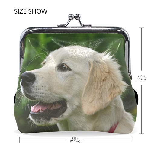 Monedero de piel con cierre de hebilla para mujer, diseño de perro Golden Retriever