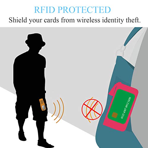 Monedero Grande de Mujer RFID Blocker Cartera de Piel Porta Tarjetas de Crédito, Negro