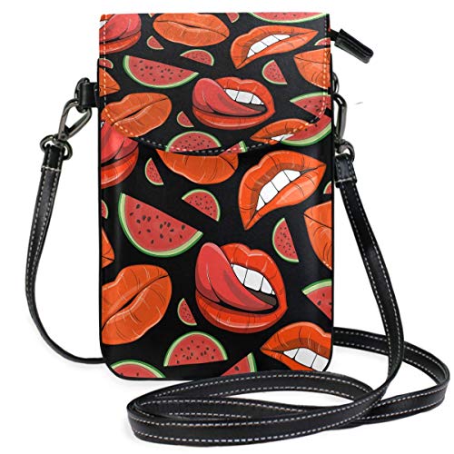 Monedero para teléfono Celular Labios y sandías Bolso Bandolera pequeño Monedero para teléfono Celular Monedero para Mujeres y niñas
