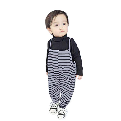 Moneycom (0-5 años) - Liguero de rayas para bebés y niños (mezcla de algodón), color gris y negro Gris gris 0-12 Meses