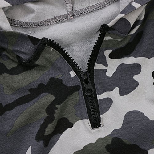 Mono Bebé Niño Body Deportivo de Capucha para Recién Nacido Mameluco Camuflaje de Algodón con Manga Larga para Niños Pequeños de 0 a 24 Meses