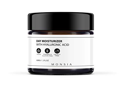 Monsia Crema Hidratante y Humectante Antiarrugas para la Cara con Acido Hialuronico Derivado de Plantas para Todo Tipo de Piel 90 g