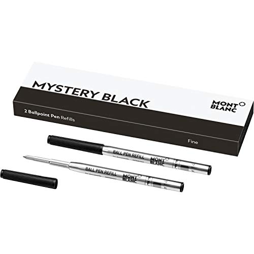 Montblanc 116189 Recambios para esferógrafo de tamaño F – Recargas de alta calidad en color Mystery Black, 1 paquete x 2 Recambios