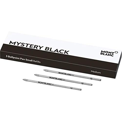 Montblanc 116193 Recambios para bolígrafo pequeños y para Meisterstück Mozart y Augmented Paper – Recargas de esferógrafo, 1 paquete x 3 Recambios Mystery Black, Medio