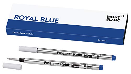 Montblanc 124500 Recambios para Fineliners y Rollerballs de tamaño B – Recargas de alta calidad en color Royal Blue, 1 paquete x 2 Recambios