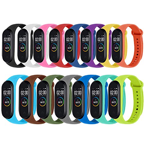 Monuary 15 Piezas Correa para Xiaomi Mi Smart Band 4 / Mi Band 3 Pulsera, Silicona Reloj de Recambio Brazalete Coloridos Correas para Xiaomi Mi Band 3/4 [Compatible con Mi Smart Band 4]