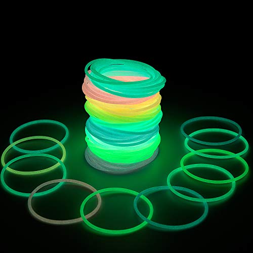 MOOKLIN - 100 Unids Cuerda Silicona del Pelo Gomas del pelo Elástica Lazos del Pelo duraderas Diademas de Multicolor Pulsera Banda de Pelo (Luminoso en la oscuridad)
