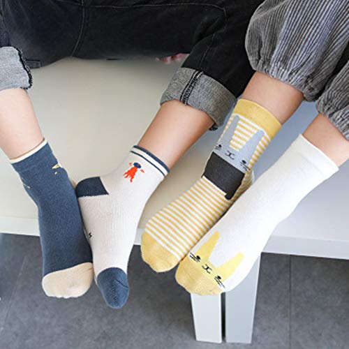 Morbuy Calcetines para Niños, Pack de 5 Pares de Antideslizante Calcetines Para Niños Algodón Rico (M (pie largo 15-17cm), Dinosaurio)