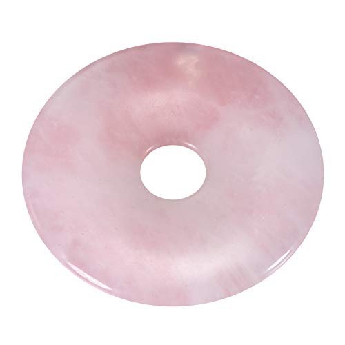 Morella Collar para Mujer 80 cm y Colgante de Gema en Forma de Donut Cuarzo Rosado en Bolsa de Terciopelo