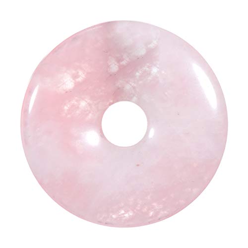 Morella Collar para Mujer 80 cm y Colgante de Gema en Forma de Donut Cuarzo Rosado en Bolsa de Terciopelo