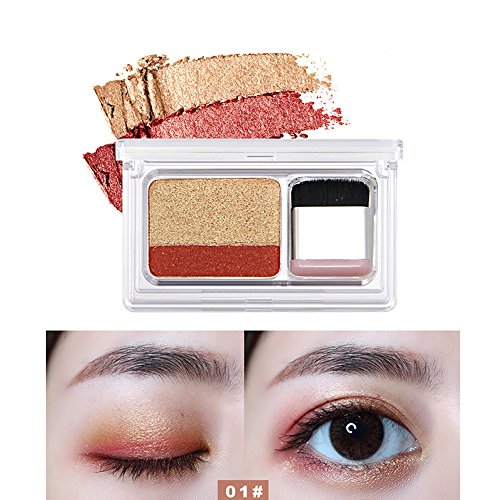 MORETIME- Color Cálido y Frío Shimmer bicolor sello paleta de sombra de ojos maquillaje en polvo flexibilidad duradera
