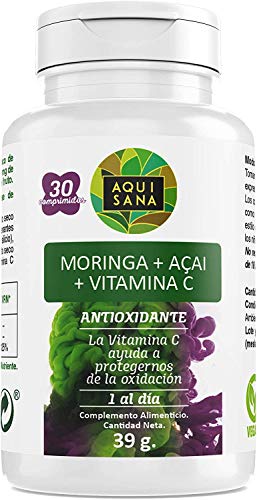 Moringa+Acai+Vitamina C-Aquisana | Ayuda a la perdida de peso |Libre de alérgenos - 30 comprimidos