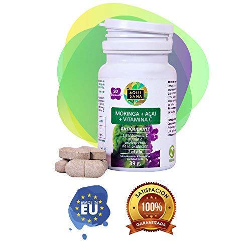 Moringa+Acai+Vitamina C-Aquisana | Ayuda a la perdida de peso |Libre de alérgenos - 30 comprimidos