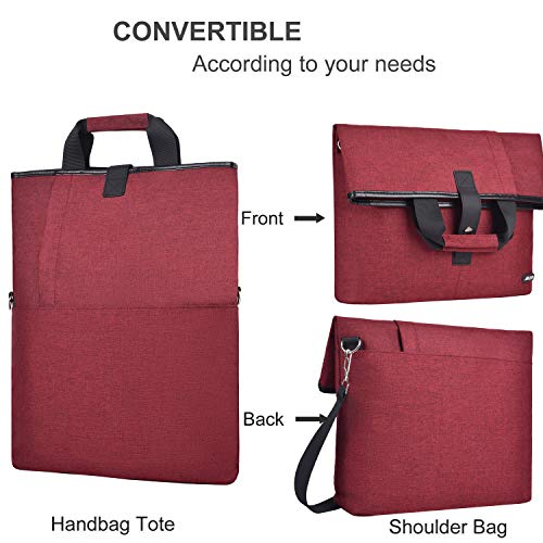 MOSISO Funda Protectora Compatible con 13.3 Pulgadas MacBook Ultrabook Notebook, Versátil Convertible Trabajo Viajes Compras Duffel Maletín de Escuela Bolso de Hombro Bandolera de Crossbody, Vino Rojo