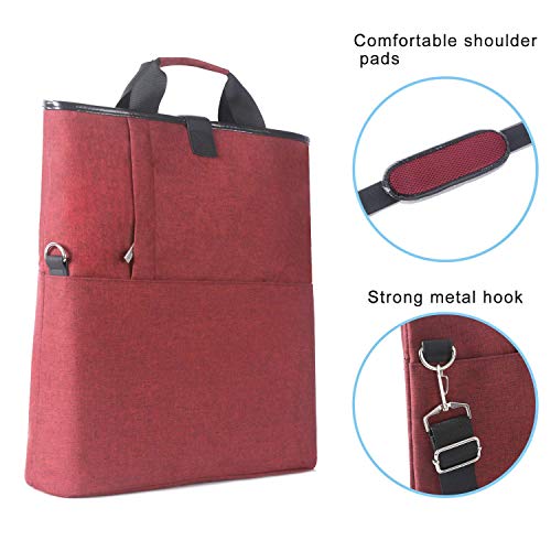 MOSISO Funda Protectora Compatible con 13.3 Pulgadas MacBook Ultrabook Notebook, Versátil Convertible Trabajo Viajes Compras Duffel Maletín de Escuela Bolso de Hombro Bandolera de Crossbody, Vino Rojo