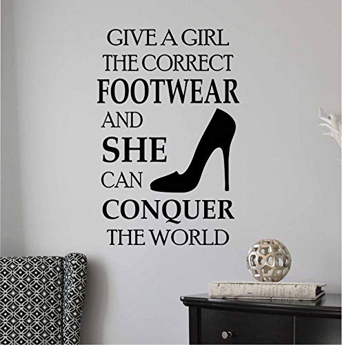 Motivational Office Decal Give a Girl Correct Footwear High Heel, Inspirational Vinyl Wall Lettering Home or Office 40x22 inches